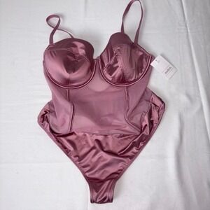 Auden Women's Mauve purple satin Mesh Underwire Teddy Bodysuit Size Medium